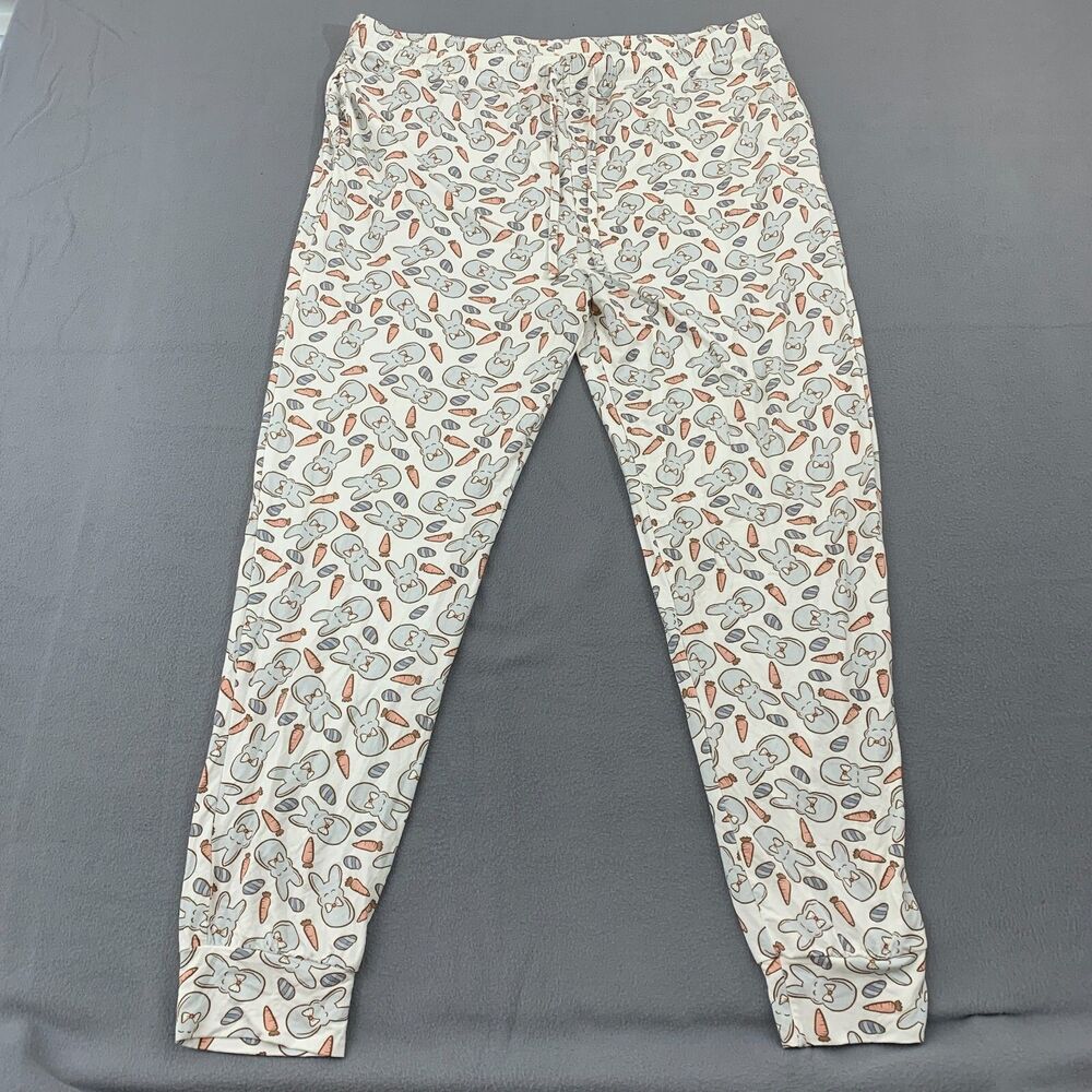 Caden Lane Bamboo Pajamas PJ Womens XXL Carrot Bunny Rabbit Tapered Stretch